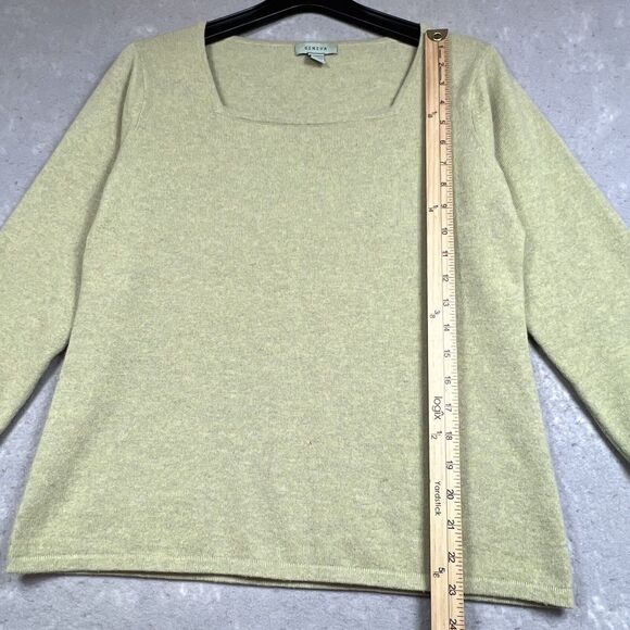 VINTAGE Geneva Sweater Women Size Large Light Green 100% Cashmere Pullover - Picture 7 of 11